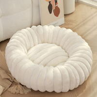 Nouveau style d'hiver, lit rond pour chien en peluche de lapin vertical, confortable, doux, lavable, coussin pour animaux de compagnie