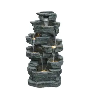 Outdoor garden waterscape fountain resin rockery waterfall water fountain indoor humidifier with LED lights