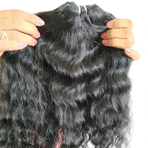 100% extensions de cheveux humains indiens alignés par cuticules vierges brutes faisceaux de vagues profondes en vrac vagues de temple naturelles Super vague non - Product Image 1