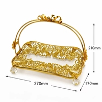 Groothandel Metalen Glazen Fruitplateau met Gouden Handvat Decoratief Serveerplateau