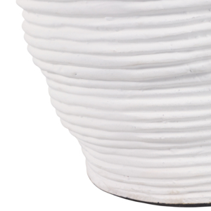 Vaso in ceramica rotondo bianco a coste, decorazione moderna per soggiorno, camera da letto, ufficio, esposizione su tavolo - Product Image 5