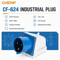 Pabrik CHEM Harga Langsung Pabrik IP44 3 Kutub Soket Steker Industri Biru OEM Power Strip Pemasangan Permukaan 16A 32A 63A Steker Jantan