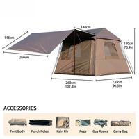 Tenda Camping Kain Oxford Tiga Musim Anti Air 3000mm Dua-dalam-Satu, Atap Eksplosif Otomatis Buka Cepat, Dua Lapis