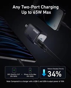 Chargeur mural ANKER <span class=keywords><strong>67W</strong></span> GaN Prime A2669, 3 ports, charge rapide compacte pour MacBook Pro, iPad Pro, iPhone 17/16/Pro - Product Image 2
