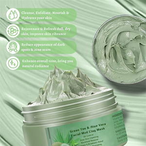 Masque Facial à base <span class=keywords><strong>de</strong></span> boue végétalienne biologique, contrôle <span class=keywords><strong>de</strong></span> l'huile, marque privée, Aloe Vera, masque à base d'argile pour les Pores, dissolvant <span class=keywords><strong>de</strong></span> points noirs, nouvelle collection - Product Image 3