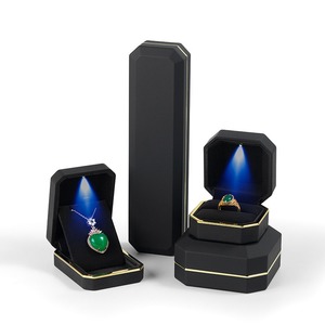 2026 Fashion Luxury Black Color OEM ODM Custom Brand Logo Square Hinge Closure LED01B Valentine's Day <strong>Jewelry</strong> <strong>Box</strong> Necklace Boxes - Product Image 3