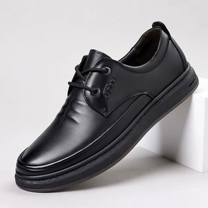 New Spring Collection Genuine Leather Business Casual Shoes for Men Thick Soled Lace up Loafers - Product Image 5