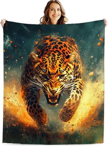 Cheetah Ném Chăn, Sống Động Rừng Phong Cách Động Vật Hoang Dã Chủ Đề Bộ Đồ Giường <span class=keywords><strong>Leopard</strong></span> Thiết Kế, Mềm Lông Cừu Safari Động Vật Hoang Dã Trang Trí Nội Thất - Product Image 6