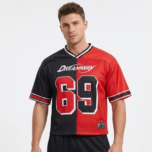 <span class=keywords><strong>Maillot</strong></span> de football en mesh imprimé par sublimation personnalisé, style court, col en V, streetwear, <span class=keywords><strong>maillot</strong></span> de sport de football - Product Image 1