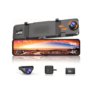 11 inch màn hình cảm ứng dòng phương tiện truyền thông Xe DVR Dash Cam ống kính kép Xem phía sau gương tự động Dashcam ghi video xe HD Dash máy ảnh - Product Image 1