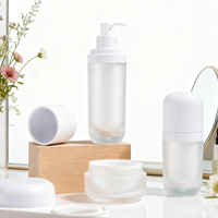 120ml 100ml 50ml 30ml 50g 30g vide en plastique rond givré lotion cosmétique bouteille pompe bouteille pour bouteilles de soins de la peau