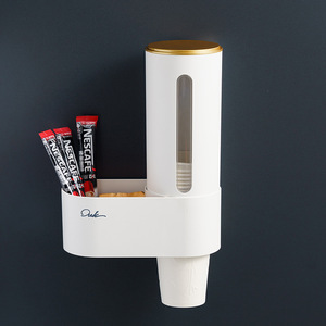 Duke Wall Mounted Cup Holder White Storage Rack For Water Dispenser Dustproof Punch Free - Product Image 1