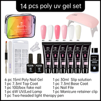 Kit Complet Professionnel de Gel UV pour Extension d'Ongles en Acrylique Polygel avec Lampe LED - Offre Spéciale