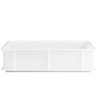 Boîte de service pour pâte en polyéthylène de qualité alimentaire empilable, blanche, 40x30x10h cm, capacité de 10 litres, avec fond et parois fermées