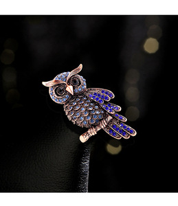 Vintage lüks elmas Encrusted baykuş broş Pin kadın giyim aksesuarları özel pimleri Metal Logo rozetleri hayvan broş - Product Image 4