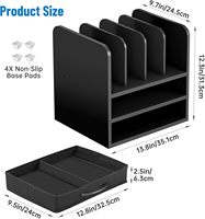 Organisateur de documents de bureau en bois noir moderne de luxe, design flexible à quatre niveaux, finition brillante, pour le rangement des dossiers