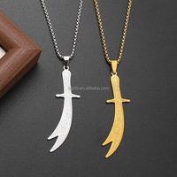 Pendentif Épée Scimitar Zulfiqar en Acier Inoxydable, Amulette Islamique Imam Ali Chia Ramadan Coran, Collier Bijou de Mode Personnalisé