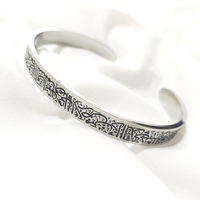Ayat Al Allah Mode Arabe Musulman Ayatul Kursi Manchette Coran Islam Bijoux Fantaisie Acier Inoxydable Bracelets Bague Hommes