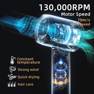 Sèche-cheveux professionnel 1600W avec diffuseur pour salon, usage domestique, souffleur en plastique, utilisation extérieure et garage, ionique négatif, électrique - Product Image 2