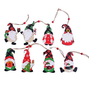 Nuevas decoraciones navideñas, adornos de madera pintados, adornos para árboles de Navidad con diseño de Rodolfo y sin rostro. - Product Image 3