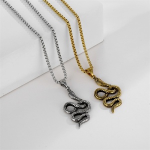 Collar con Colgante de Serpiente de Acero Inoxidable Plateado que No se Desvanece, con Cadena de Cuerda para Boda, Compromiso, Aniversario - Product Image 2