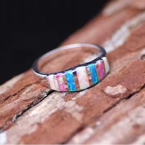 <span class=keywords><strong>Bague</strong></span> populaire en argent sterling avec pierres précieuses, opale arc-en-ciel colorée, <span class=keywords><strong>saphir</strong></span> blanc, <span class=keywords><strong>bleu</strong></span>, rose, anniversaires, mariages, fiançailles - Product Image 3