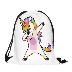 Mode cordon sac impression 3D licorne Mochila Feminina cordon sac à dos femmes quotidien décontracté fille sac à dos