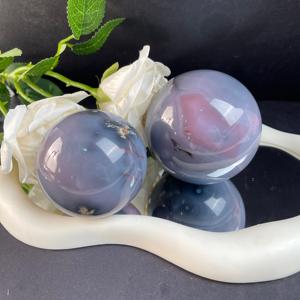 Wholesale Polished Natural <b>Crystal</b> Healing Stone Grey Agate Sphere <b>Ball</b> Mascot Gift for Home Decor - Product Image 1