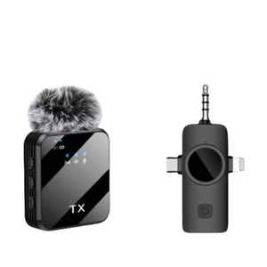 Micrófono de condensador Lavalier inalámbrico omnidireccional de 3,5mm tipo C <span class=keywords><strong>para</strong></span> <span class=keywords><strong>iPhone</strong></span> <span class=keywords><strong>para</strong></span> grabaciones en vivo al aire libre entrevistas Vlogs - Product Image 1