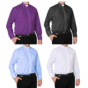 Clero collo a linguetta camicia da uomo a maniche lunghe <span class=keywords><strong>per</strong></span> Costume da prete rimovibile a linguetta bianca con chiusure a bottoni - Product Image 6