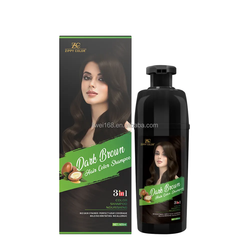 Pewarna rambut sampo warna profesional Sampo warna coklat tua ajaib pewarna rambut alami pewarna udara cepat Sampo warna Semi permanen 3 dalam!