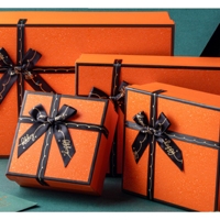 Boîte cadeau de mariage luxueuse en carton rigide rouge, grand format carré, recyclable, en carton gris, avec nœud en ruban