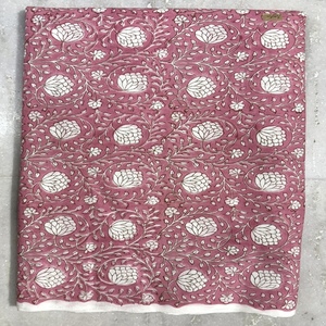 Tela de Algodón Estampada en Bloque, Ecológica, Ligera, para Coser, Tapicería, Cortinas, Confección de Vestidos, Hecha a Mano en India, con Diseño Floral - Product Image 1