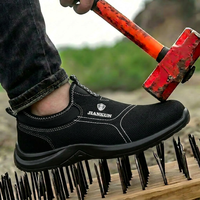 Sepatu Keselamatan Anti-Statik ESD Kain Rajut Seluruh Bagian, Pelindung Baja di Ujung Jari, Anti Tusuk, Ringan, Bernapas, Model Rendah, Musim Semi Musim Panas