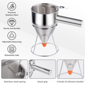 Utensilio de Cocina, Herramientas de Cocina Sostenibles, Dispensador de Masa de Acero Inoxidable, Embudo para Sirope de 600 ml para Panqueques - Product Image 3