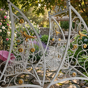 Columpios de Metal con Recubrimiento de Polvo Blanco para Exteriores, Diseño Vintage Moderno de Lujo, Hechos a Mano, Decorativos para Jardín, Sala de Estar, Parque - Product Image 3