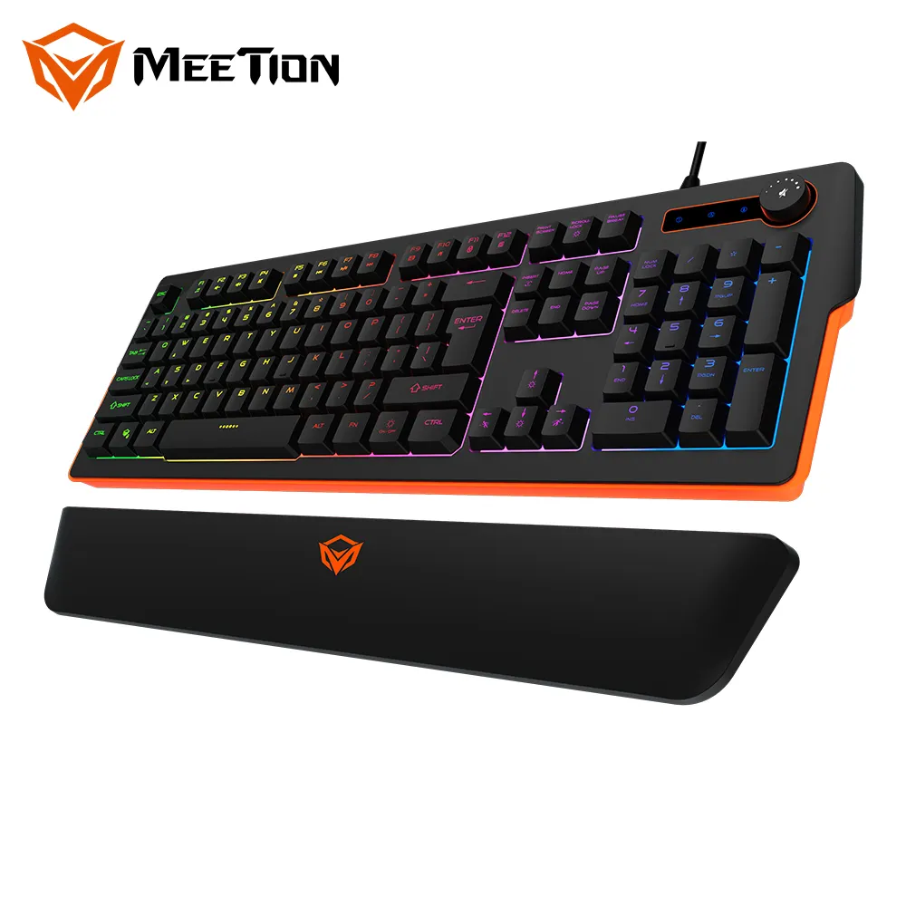 Meetion k9520 teclado de jogo luminescente, anti-fantasma, led, rgb, para jogos, computador, com descanso magnético