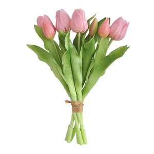 Bouquet di Tulipani Artificiali Realistici in Seta, Disponibili in Arancione, Giallo, Rosa, Bianco e <span class=keywords><strong>Viola</strong></span> per Decorazioni Domestiche, Matrimoni, Uffici - Product Image 5