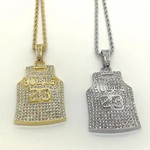 Wholesale necklace men 23 inches-fashion necklace 2021 Jersey number 23 pendants for necklace hip hop men necklace