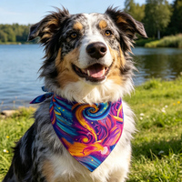 Großhandel Haustier-Bandanas mit Individuellem LOGO-Druck, Verstellbare Weiche Baumwoll-Polyester Katzen-Bandanas, Langlebige Dreieckige Hunde-Halstücher