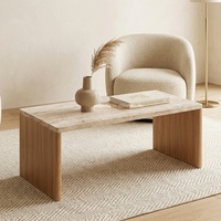 Table basse en bois creux avec finition travertin nordique pour salon