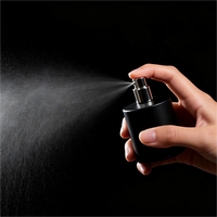 Flacons de parfum opaques les plus vendus 50ml 30ml Bouteille en verre rond noir mat avec couvercle cylindrique