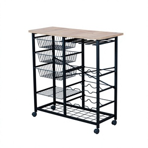 Kitchen Island Cart Rolling <b>Bar</b> Cart Wine Rack Cart Serving Trolley Metal <b>Utility</b> Cart Kitchen cart with wine glass holder - Product Image 1