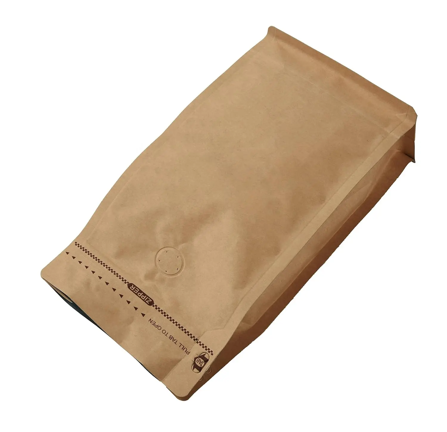ZHIYE kraft paper individual Coffee Bags Natural Flat Bottom biodegradable one-way valve Reusable Side zipper