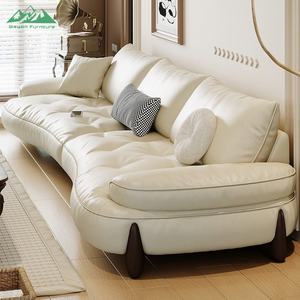 Sofá de Tres Plazas de Diseño Italiano Minimalista Retro, Diseño de Nube, Color Crema para Espacios Pequeños, Venta al por Mayor de Fábrica Wayon Foshan - Product Image 4