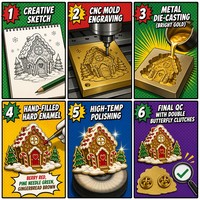 Lot de Broches Émaillées Personnalisées Maison de Pain d'Épices de Noël – Vente en Gros, Badges Métalliques Festifs, Cadeau, Fabrication OEM ODM