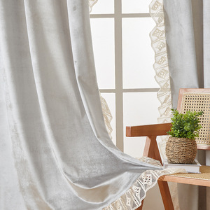 <span class=keywords><strong>Tende</strong></span> Oscuranti di Lusso DaiRui in Velluto Olandese Spesso con Bordo in Pizzo Arricciato, Pannelli Termoisolanti con Occhielli Colore Champagne, Vendita all'Ingrosso - Product Image 3