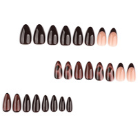 Faux ongles à presser en écaille de tortue marron, forme amande, French manucure, réutilisables pour femme, usage quotidien