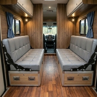 Canapé-lit universel en cuir AutoLiuma L107 style professionnel, convertible, pour camping-car, fourgonnette, Vito et autres véhicules