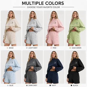 Ensemble de vêtements de détente pour femmes en molleton de coton certifié OEKO-TEX, vert, 2 pièces, logo personnalisé, OEM, ODM, vente en gros en grande quantité - Product Image 4